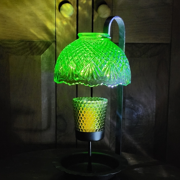 Vintage Green Glass Candle Lamp - Picture 12 of 16